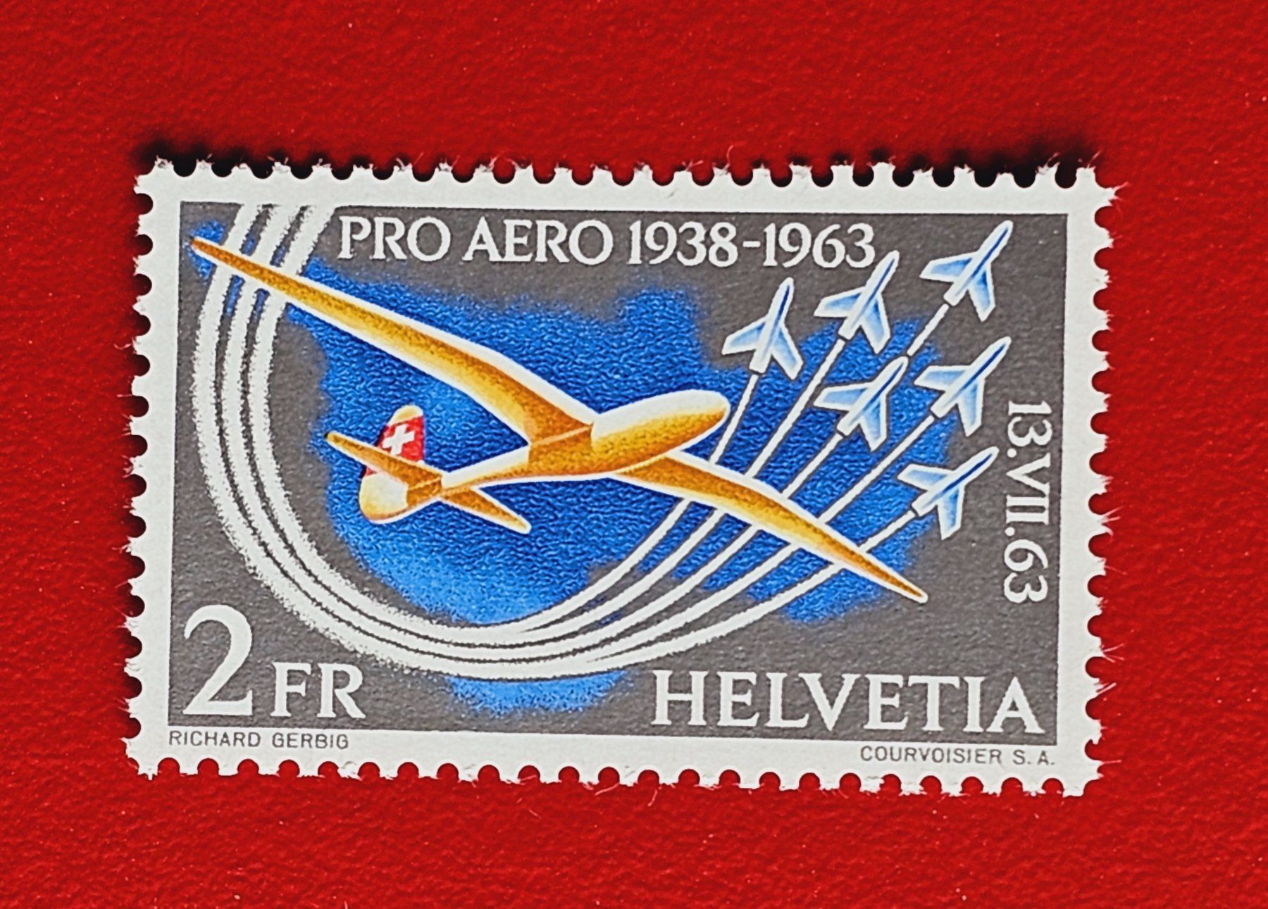 Tutti i francobolli: LUFTPOST PRO AERO 46 13.VII.1963** POSTFRISCH – Nuovo (secondo la descrizione) da Düdingen venduto da Quartierstrasse
