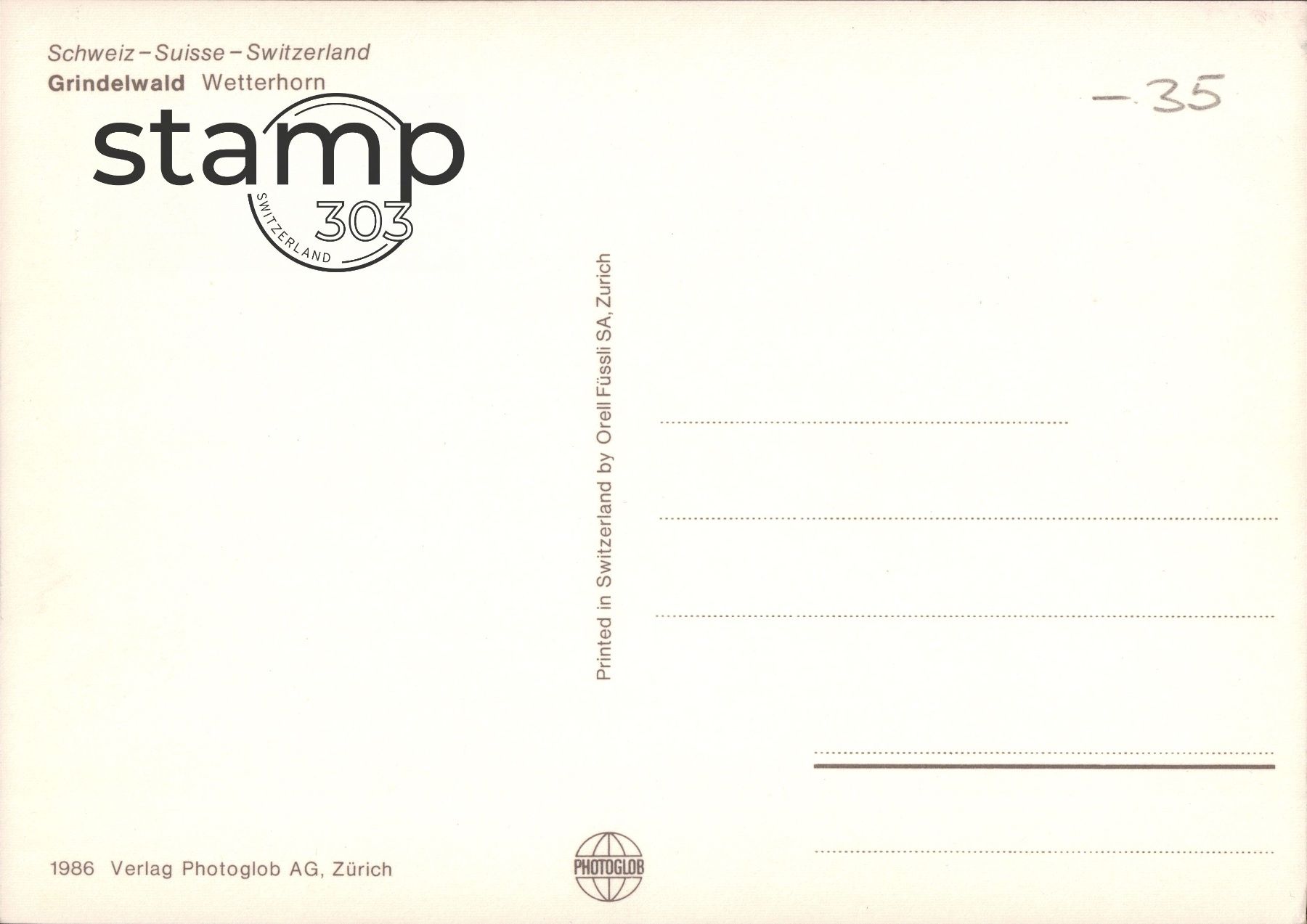 Cartoline postali: AK Grindelwald - Wetterhorn – Usato da Eggersriet venduto da stamp303 1