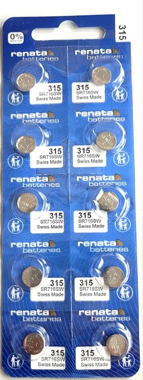 Caricatori & Batterie: Renata 315 Uhrenbatterien, neu, 10 Stk, Silberoxid Knopfzell – Nuovo (secondo la descrizione) da Grenchen venduto da chththl
