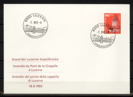 1993, FDC, Zugunsten der Kapellbrücke in Luzern
