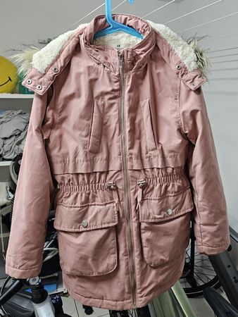 Winterjacke H&M rosa gefüttert Kapuze Grösse 140