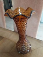 Vintage Amber Glasvase, mit Diamantmuster, Empoli, Italien