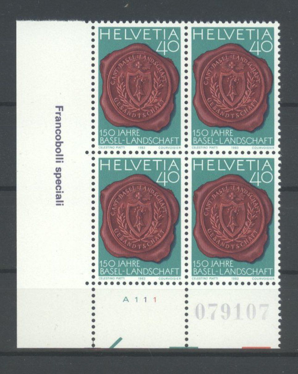 Tutti i francobolli: 1983, 150 Jahre Kanton Basel-Landschaft ** – Usato da Willisau venduto da Vollstempel