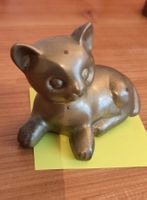 schwere Messing Katzen Figur 7x9cm als Briefbeschwerer?