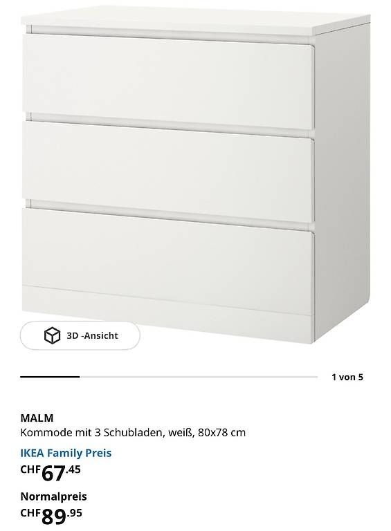 Ikea Cassettiere: Ikea Malm 3 Schubladen inkl Glasplatte – Usato da Unterengstringen venduto da spazzolo 3