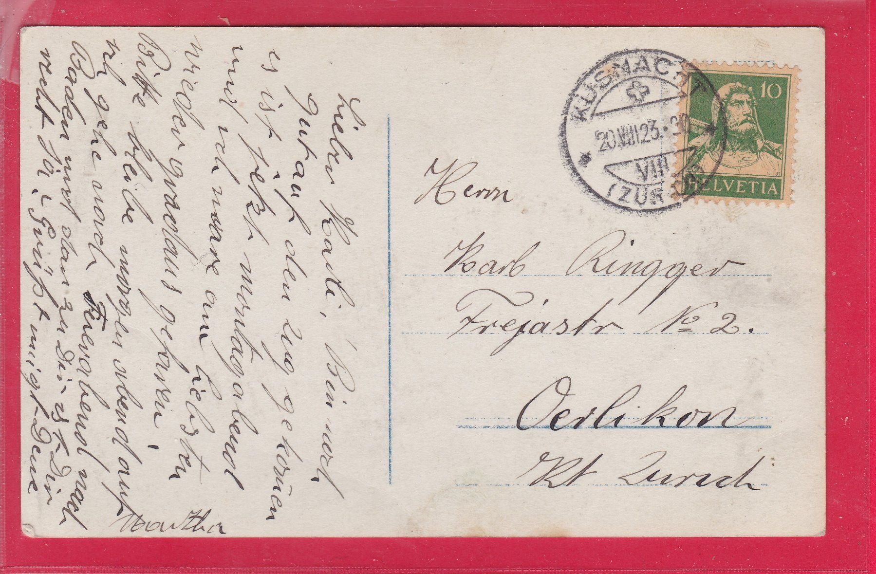 Cartoline postali: LIEBESPAAR, 20.8.1923 – Usato da Oberrieden venduto da Gebirgsstelze 1
