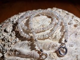 Halskette mit Rosenquarz und 925 Silber - neu und ungetragen