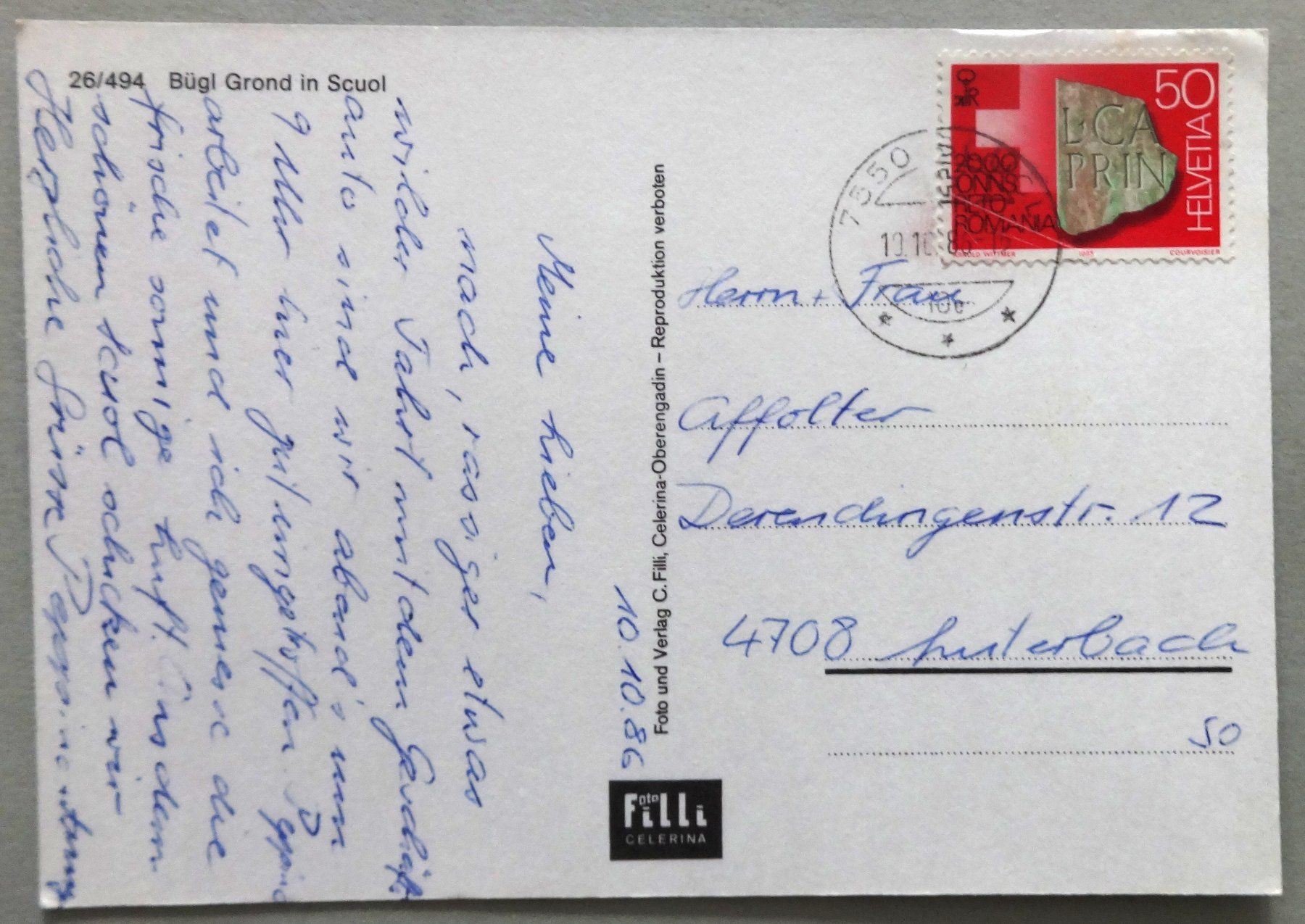 Cartes postales: Bügl Grond in Scuol – D'occasion à Fétigny par Billy2miny 1