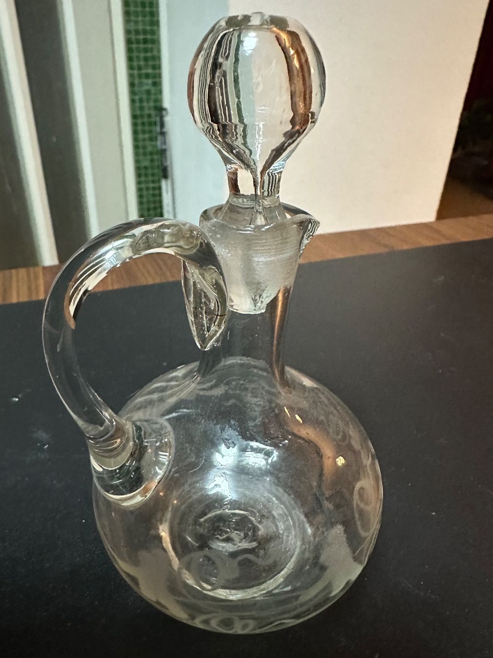 Caraffe: Flühli? Glas-Karaffe mit gerutschtem Decor – Usato da Frauenfeld venduto da aluma14 2