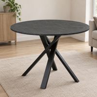 Runder Esstisch Marmor Optik schwarz Metallgestell