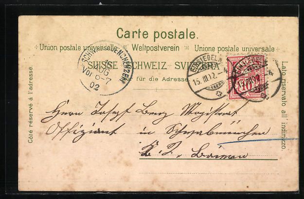 Cartoline postali: Litho Einsiedeln, Wallfahrtskirche mit G – Usato da Berlin venduto da bartko-reher 1