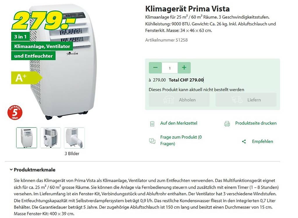 Klimageräte: Klimagerät – Gebraucht aus Oekingen von frosty13