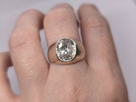 Silberring mit grossem Zirkonia-Stein, Vintage Gr. 57