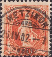 Stehende Helvetia: Nr.66E, Vollstempel WETZIKON 26.APR.1902