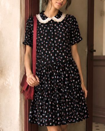 Essentiel Antwerp Flared Floral Collar Dress – Gr. 36
