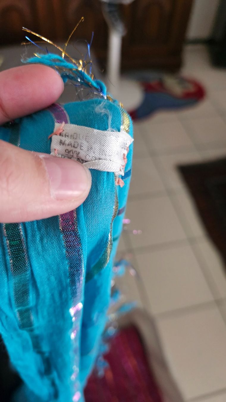 Foulard & Sciarpe: Sciarpetta turchese a righe cangianti cotone India – Usato da Melano venduto da H-Sara 1