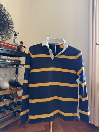 Polo Ralph Lauren Rugby Shirt blau gelb Groesse S