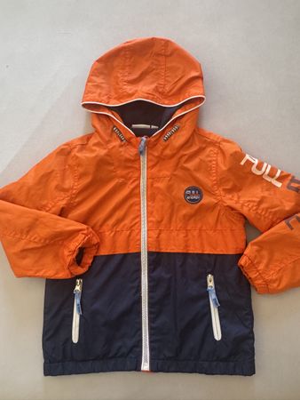 Veste enfant coupe-vent orange/bleu marine, taille 110/116
