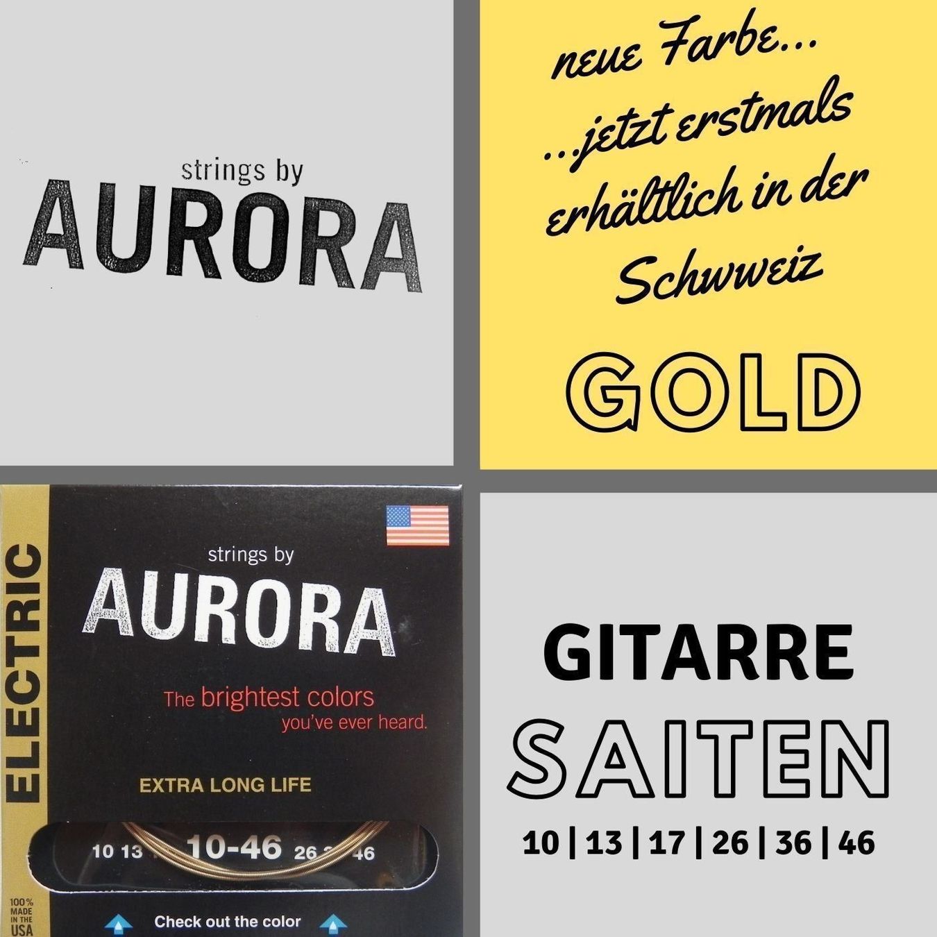 Instruments de musique: Aurora Premium E-Gitarrensaiten (10-46) – Neuf avec emballage d'origine à Grimisuat par musicgear.ch