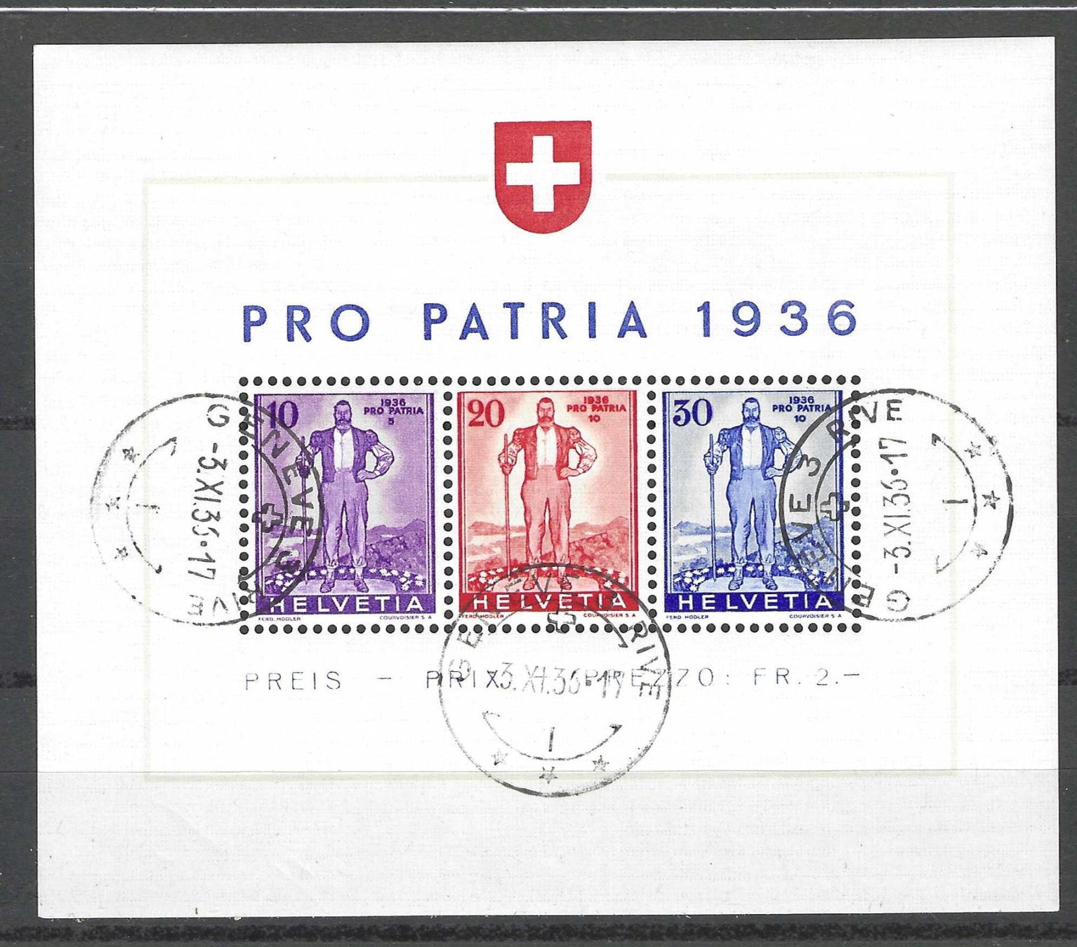 Tutti i francobolli: Pro Patria Block 1936 gestempelt – Usato da Wildhaus venduto da Brunphil