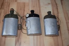 3 Gourdes militaires vintage aluminium