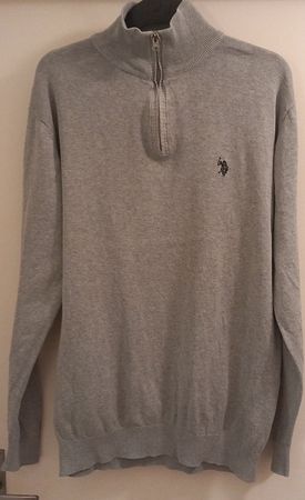 US POLO ASSN HERREN PULLOVER GRAU ZIP JACKE SWEATER GR L 🔥