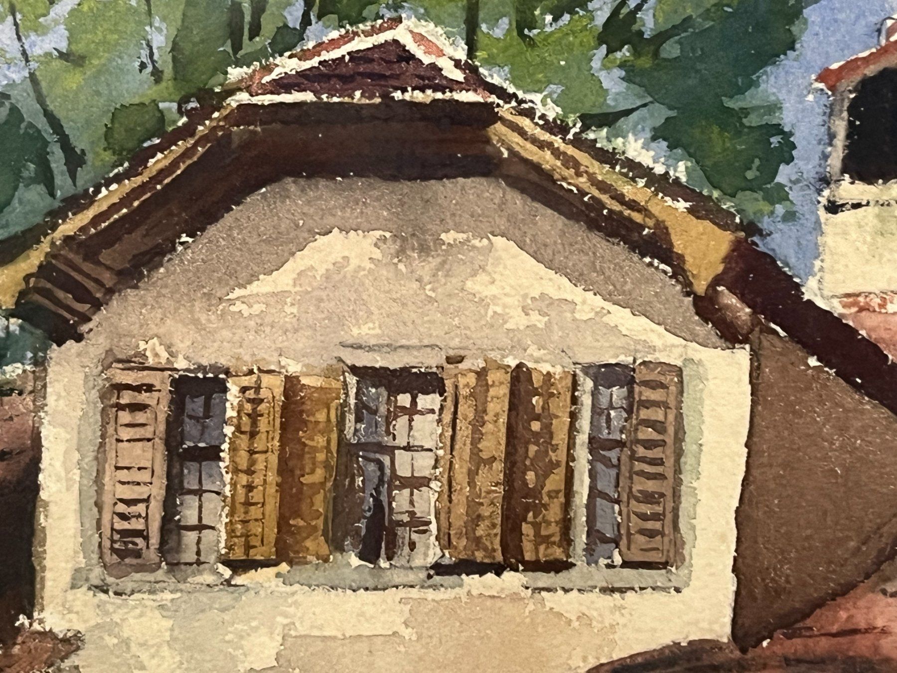 Gemälde: Schweizer Haus, wunderschönes Aquarell im Wald, monogrammier – Gebraucht aus Basel von Kaffee_und_Kunst 5