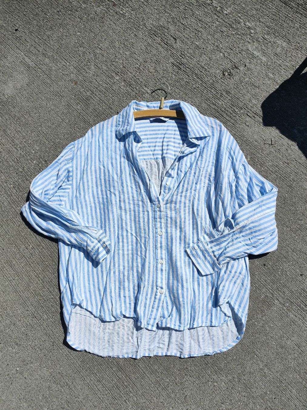 Stradivarius Camicette: Stradivarius Hemdbluse Streifen Weiss-Hellblau Gr. L – Nuovo (secondo la descrizione) da Horgen venduto da Lulusa 1