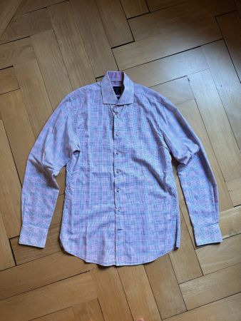 PROFUOMO - Hemd pink-blau-weiss kariert 40