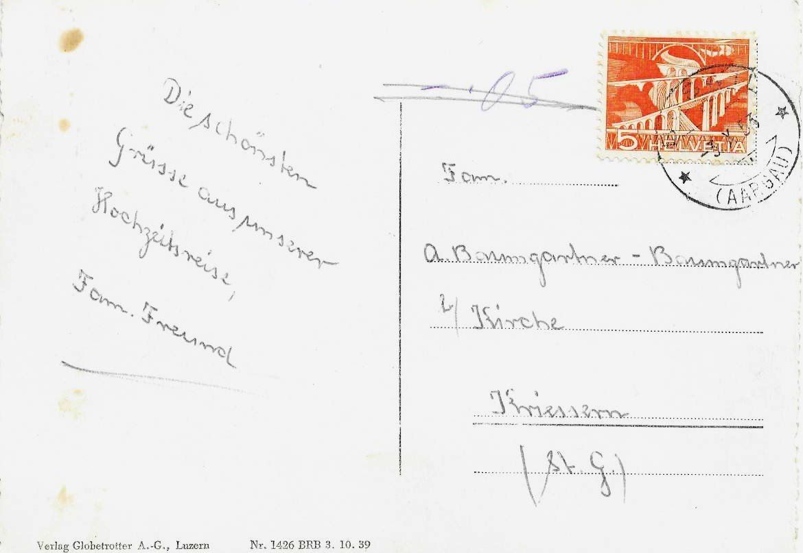 Cartoline postali: AK BÜNZEN - BOSWIL 1953 – Usato da Schlossrued venduto da Aronliam 1