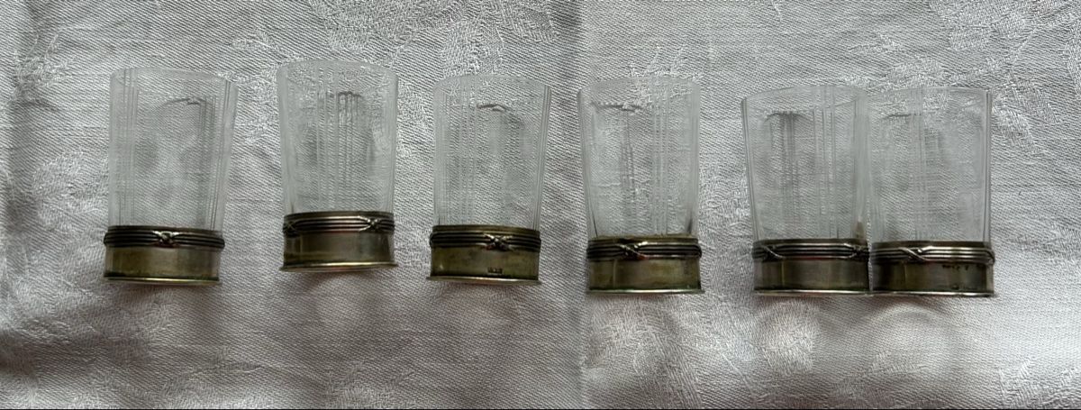 Gläser: 6 Liqueur-Glaser mit Silberrand  – Gebraucht aus Lengnau AG von Mefari