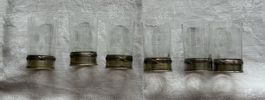 6 Liqueur-Glaser mit Silberrand 