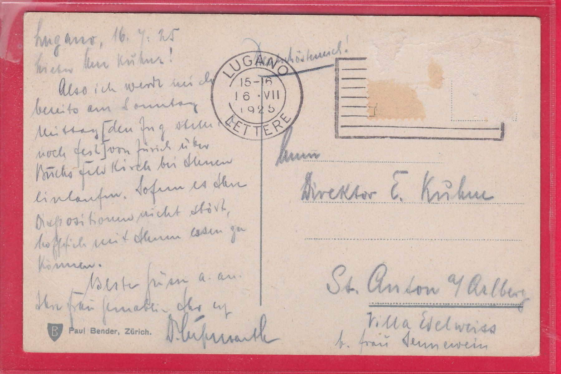 Ansichtskarten: LAGO DI LUGANO, S.MAMETTE E VAL SOLDA, 16.7.1925 – Gebraucht aus Oberrieden von Gebirgsstelze 1