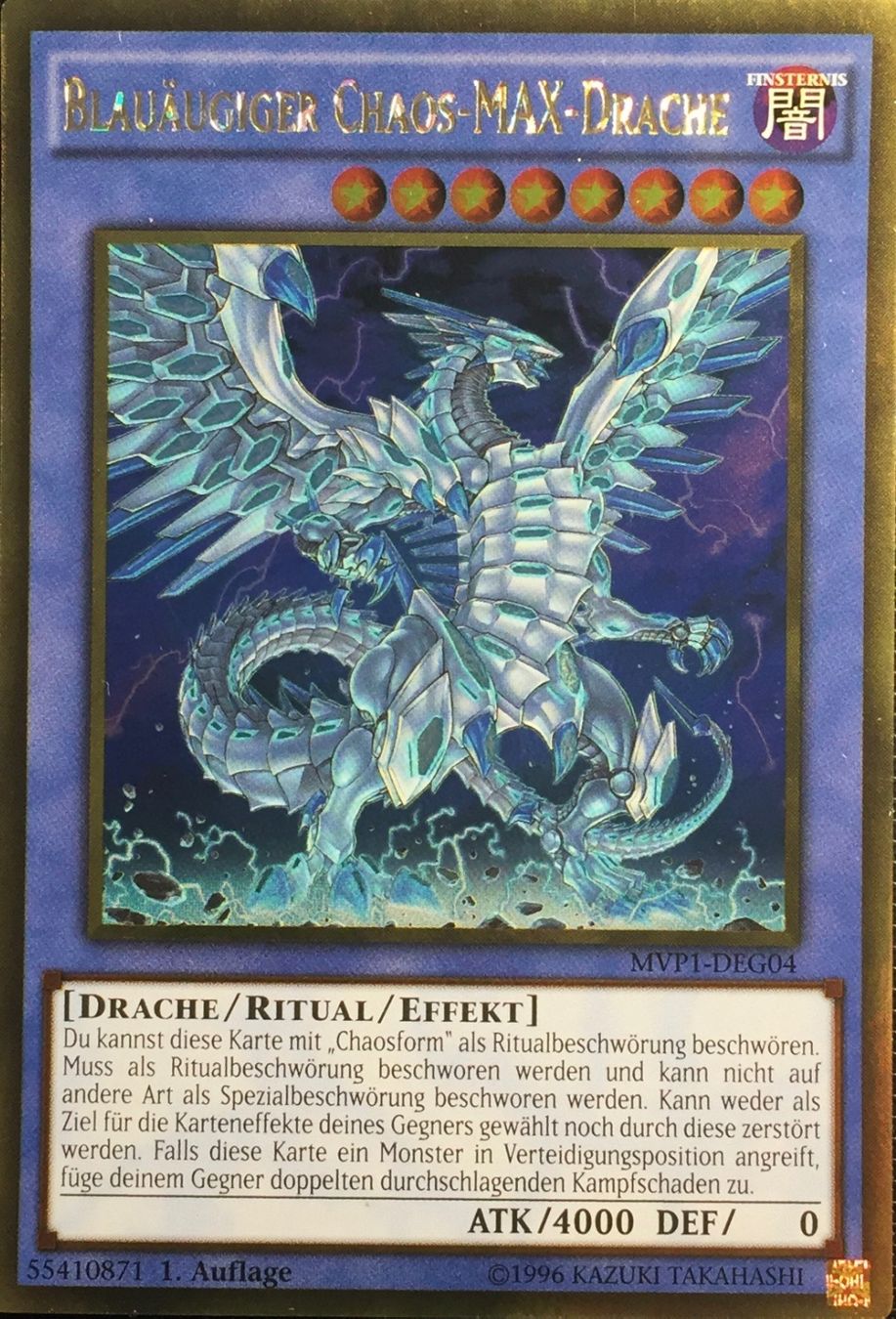 Yugioh Carte collezionabili: YuGiOh Gold Blauäugiger Chaos-MAX-Drache – Nuovo (secondo la descrizione) da Altstätten SG venduto da ChangeMaker