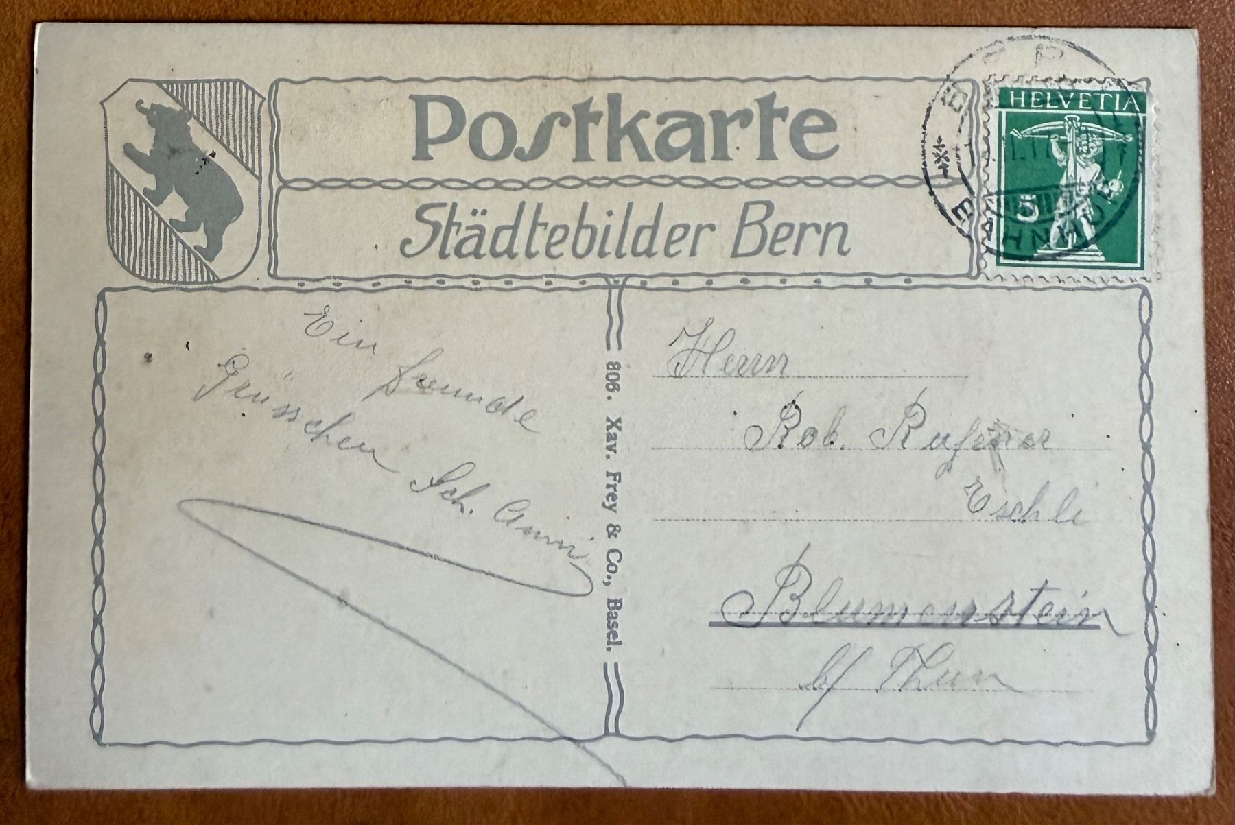 Cartoline postali: Bern - Eisenbahnbrücke, Durchblick auf Münster 1917 – Usato da Lutry venduto da Ediego 1