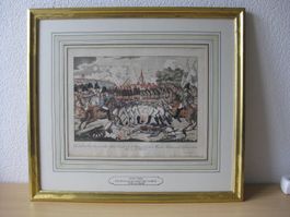Kupferstich koloriert. Sturm Napolenon bei Rottiere 1814