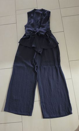 Elegante Zweiteiler Gr. M (38/40) dunkelblau Sommerhose 