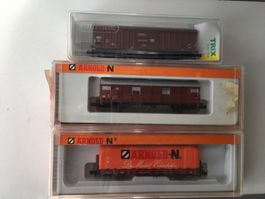 3er Set Arnold Trix Spur N Gedeckte Güterwagen Planewagen DB