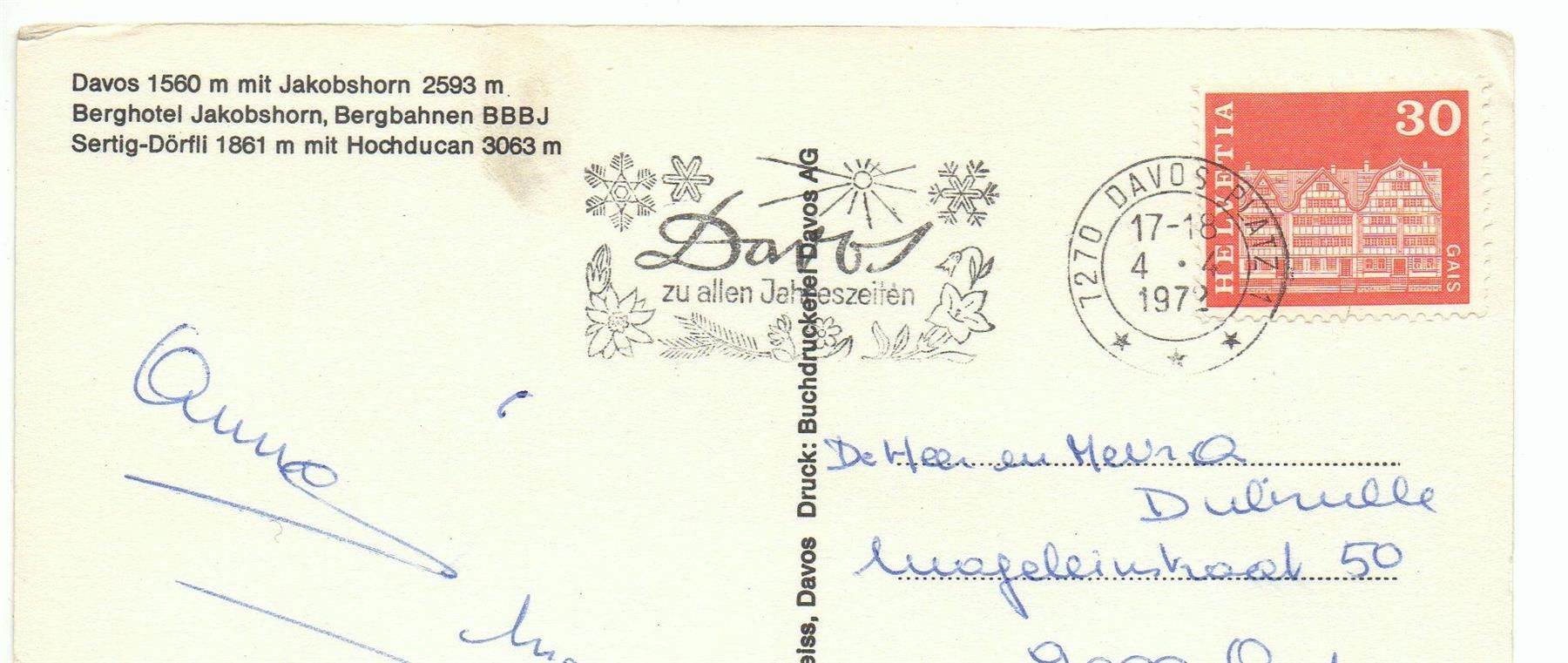 Cartoline postali: DAVOS Luftseilbahn Jakobshorn & Sertig – Usato da Jona venduto da philajona 1
