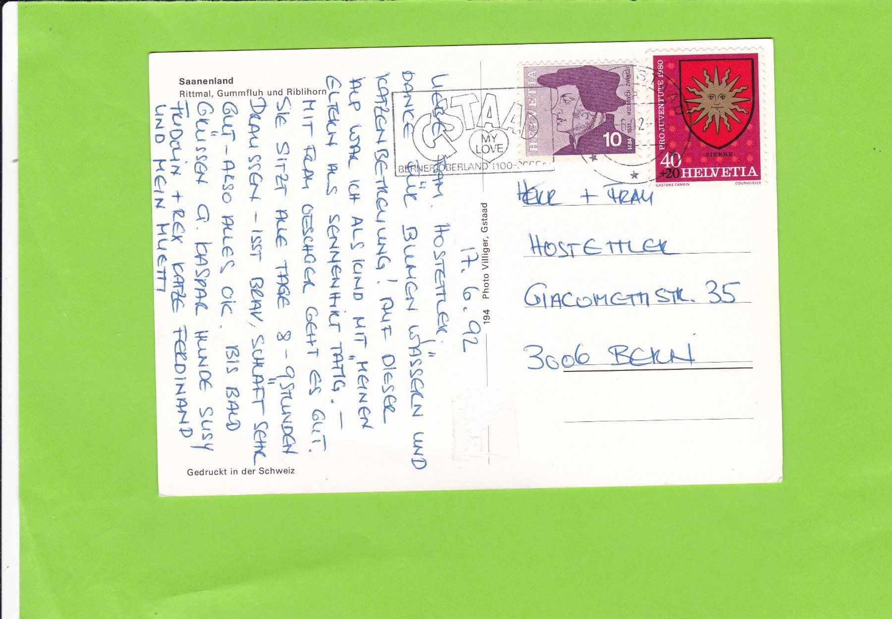 Cartoline postali: Saanenland-Rittmal, Gummfluh – Usato da St. Peterzell venduto da neckertal 1