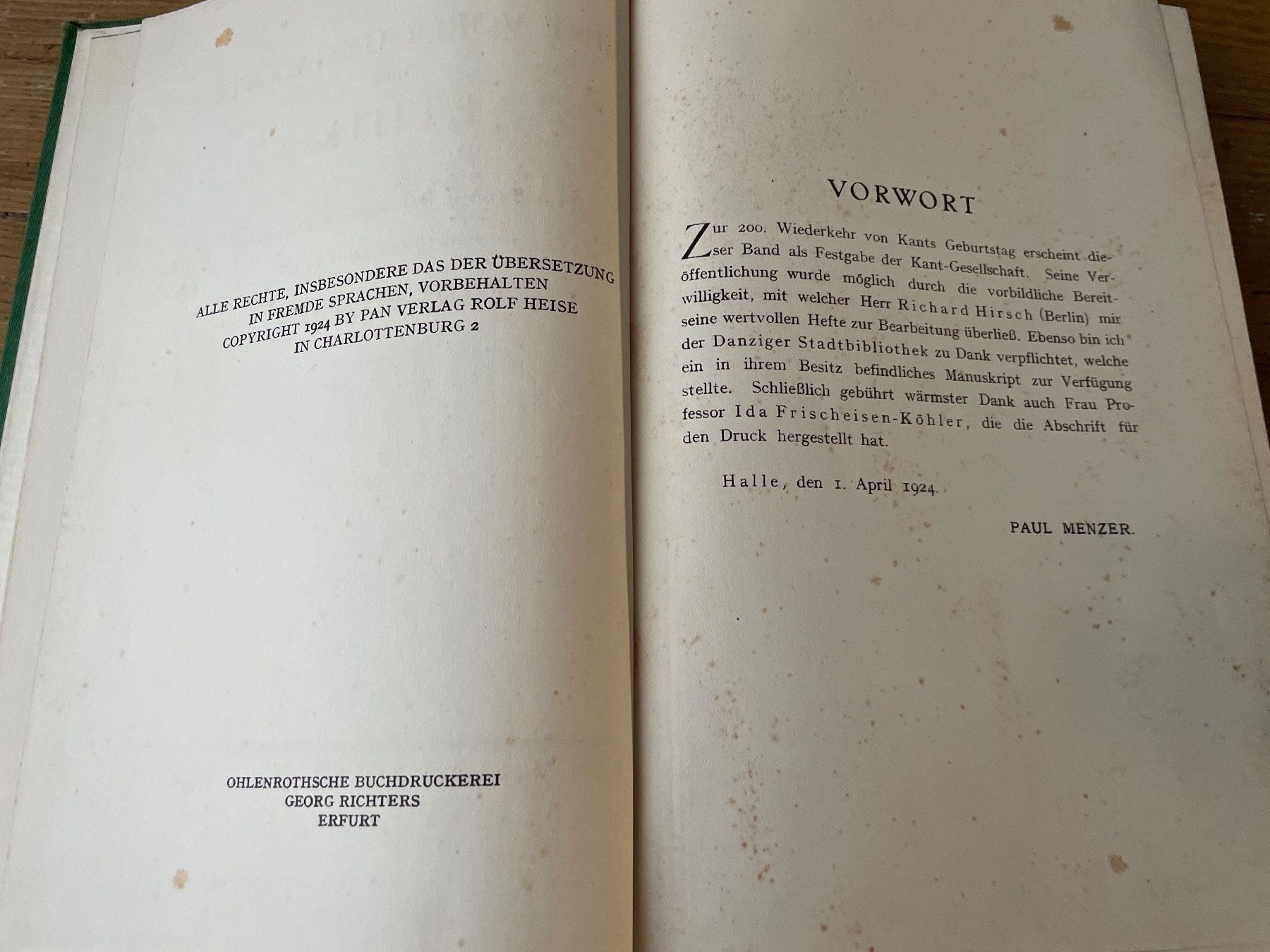 Libri: Paul Menzer - Eine Vorlesung Kants über Ethik 1924 – Usato da Winterthur venduto da cheerio97 3