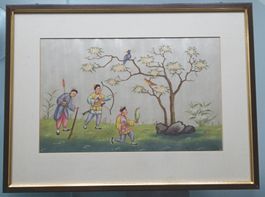Chinesische Seidenmalerei-Drucke (Frühling- u. Winter-Motiv)