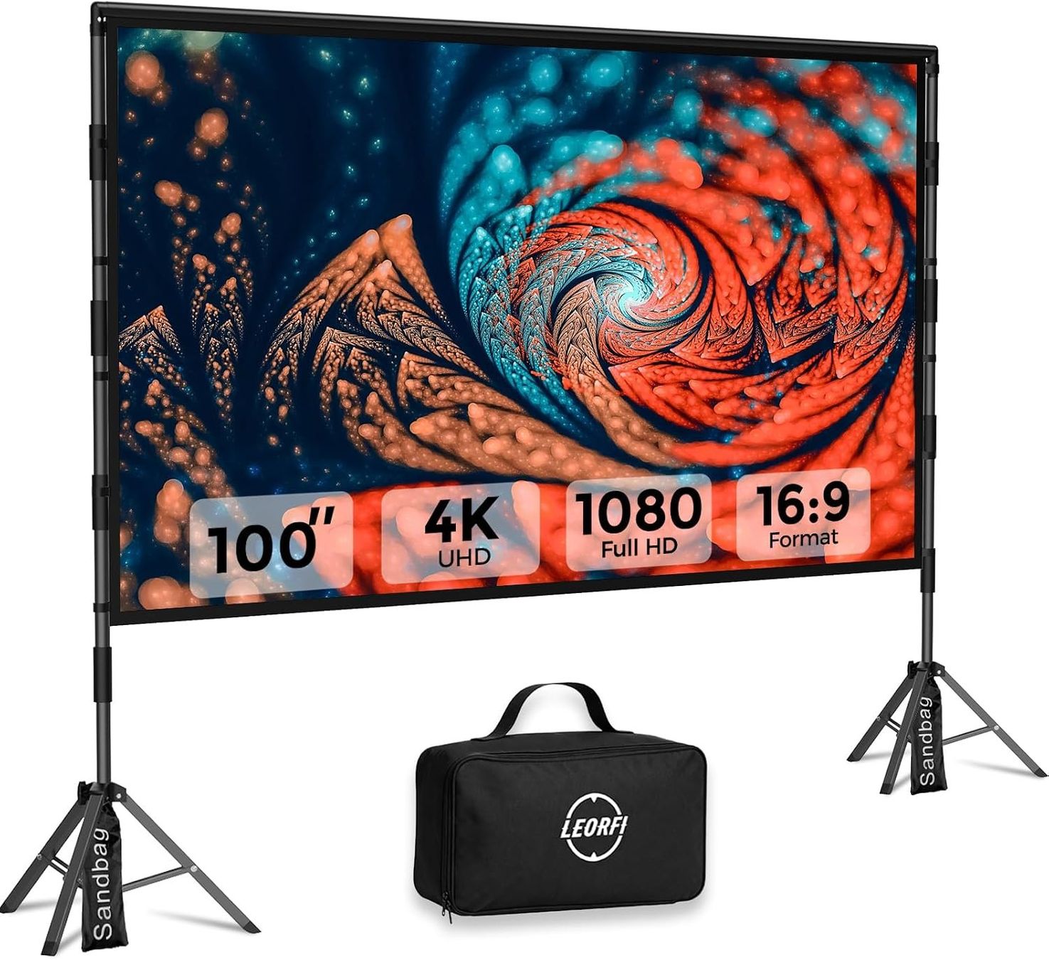 Heimkino: Beamer Leinwand 100 Zoll mit Stativ Outdoor Projektorleinwan – Neu und originalverpackt aus Schaffhausen von che_p9xl