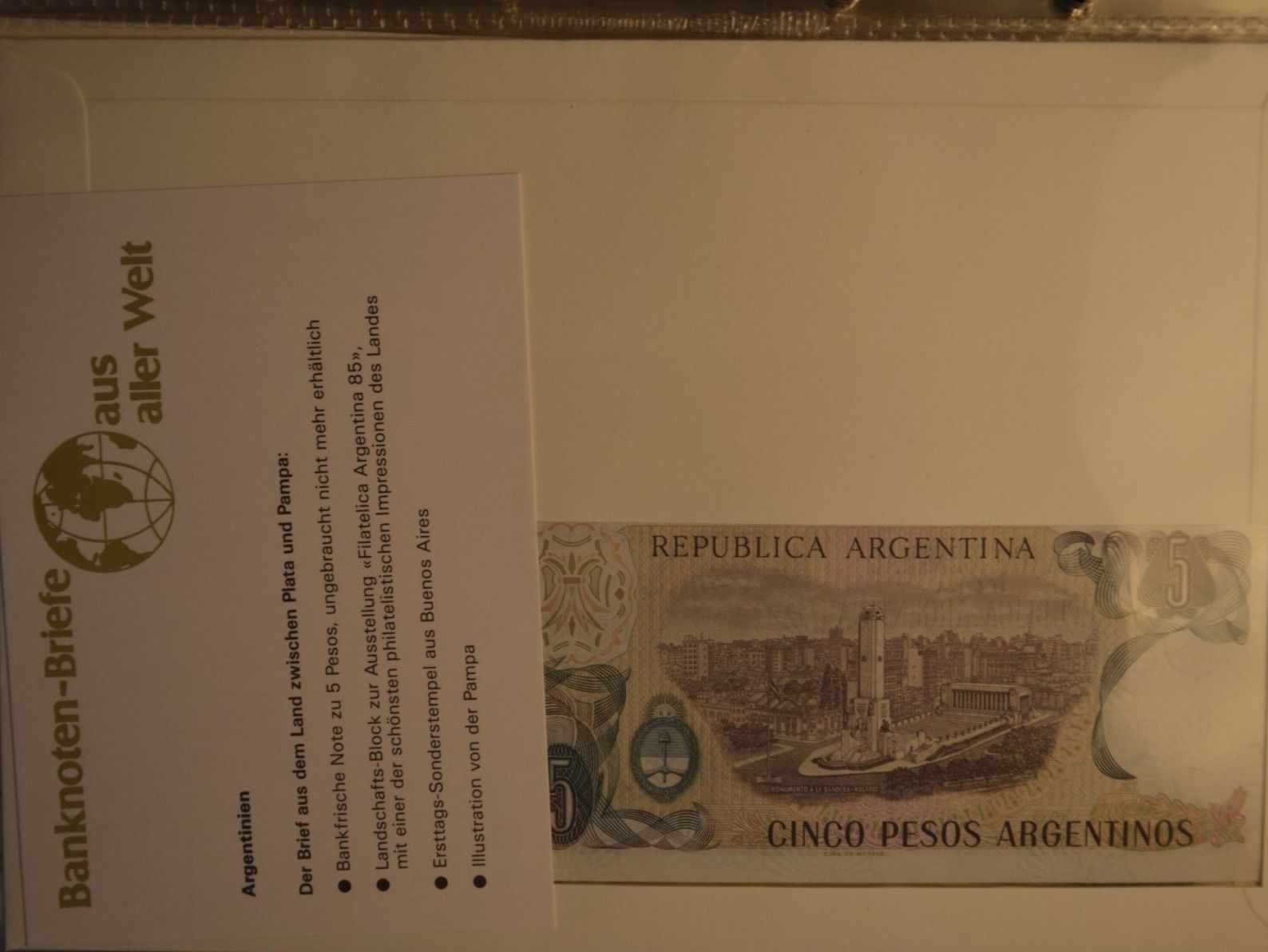 Banconote: Banknotenbrief Argentina 1985 – Nuovo (secondo la descrizione) da Wetzikon ZH venduto da bausie 1