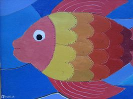 Holz Puzzle handgemacht in Holzschachtel mit Deckel. Fisch
