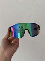 Sports Sunglasses Black Green Mirror Lens New