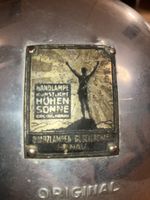 Tischlampe ehemals Höhensonne, Original Hanau, Handlampe