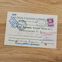 Dokument Genève 1924 Carte Membre Passif