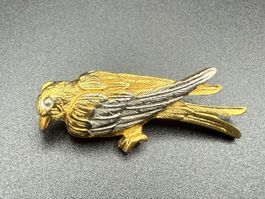 Vintage Vogel Brosche, zweifarbig