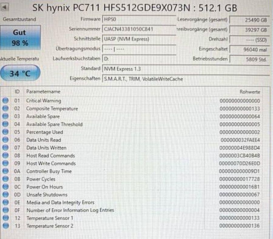 Disques durs: 512Gb m.2 ssd SkHynix – D'occasion à Chur par B58tech 1